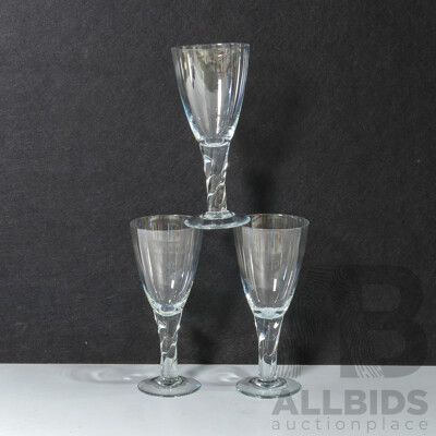 Set of Three Glasses with Twisted Stems