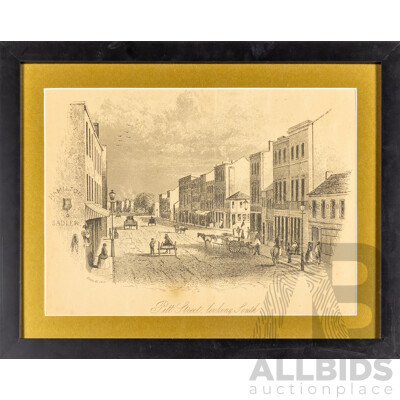 Frederick Casemero Terry (British, 19th Century, 1826-1869), Pitt Street, Looking South, Antique Steel Engraving (c1853-5), 57W x 45H cm (frame)