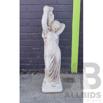 Concrete Garden Statue of a Lady with a Water Bottle