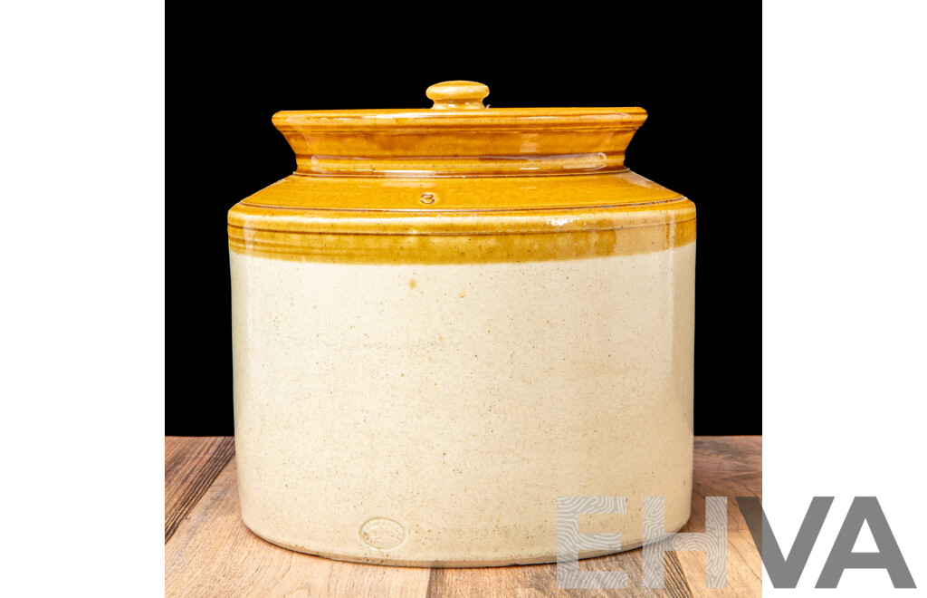 Vintage Bakewell Salt Glazed Bung Jar with Retro Fitted Lid