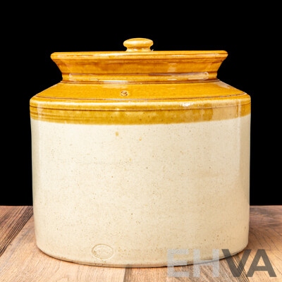 Vintage Bakewell Salt Glazed Bung Jar with Retro Fitted Lid