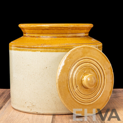 Vintage Bakewell Salt Glazed Bung Jar with Retro Fitted Lid