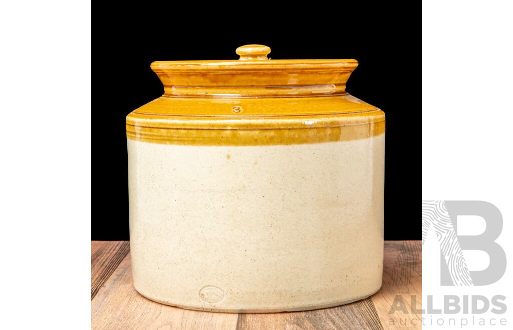 Vintage Bakewell Salt Glazed Bung Jar with Retro Fitted Lid
