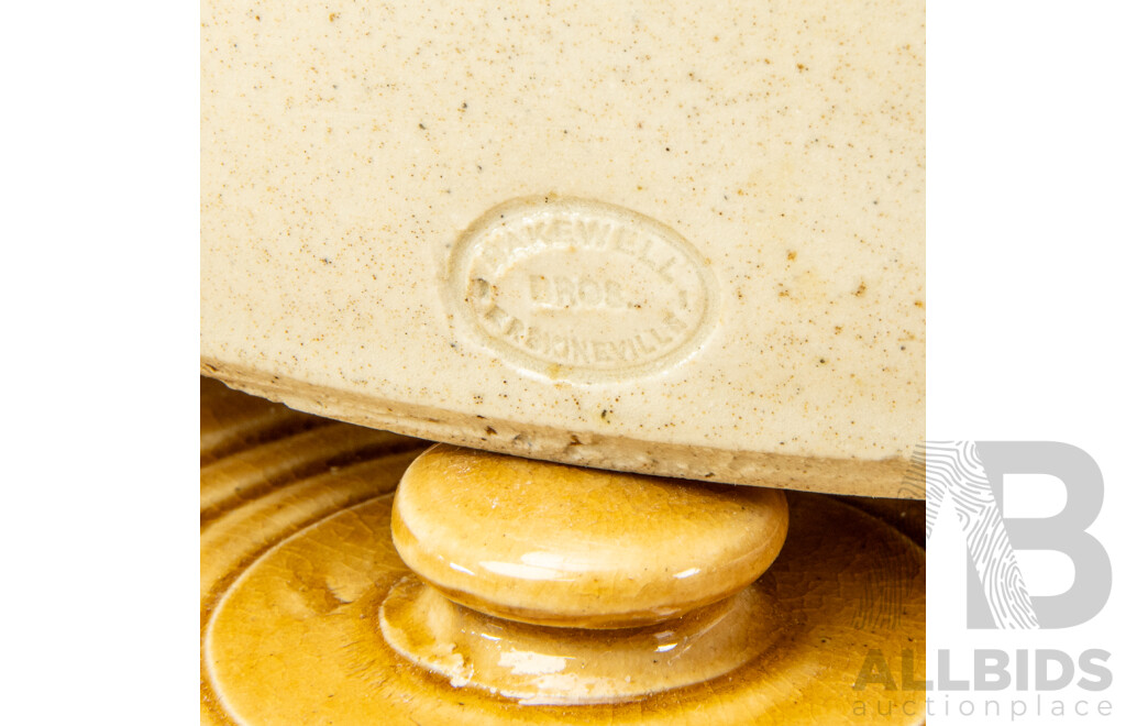 Vintage Bakewell Salt Glazed Bung Jar with Retro Fitted Lid