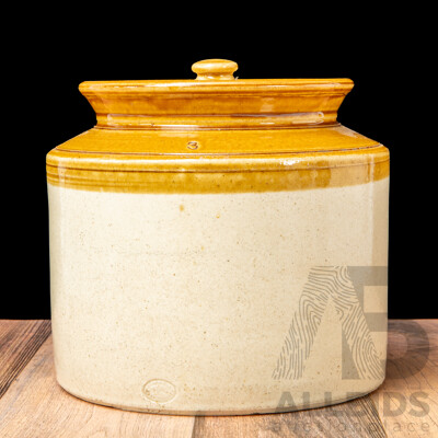 Vintage Bakewell Salt Glazed Bung Jar with Retro Fitted Lid