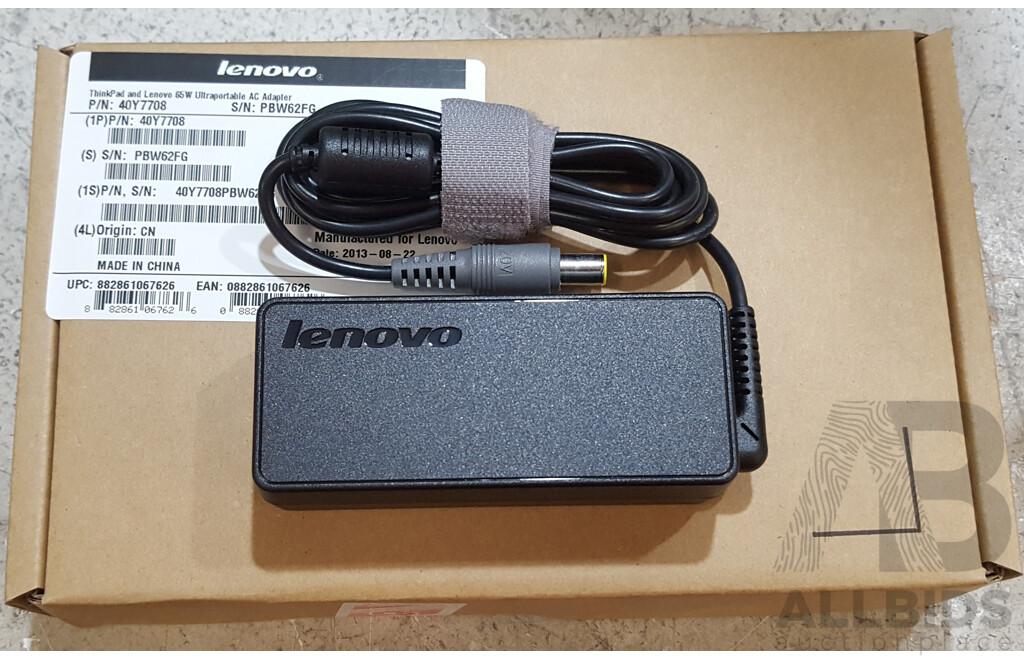 Lenovo (40Y7708) ThinkPad 65W Ultraportable AC Adapter - Lot of Five *Brand New