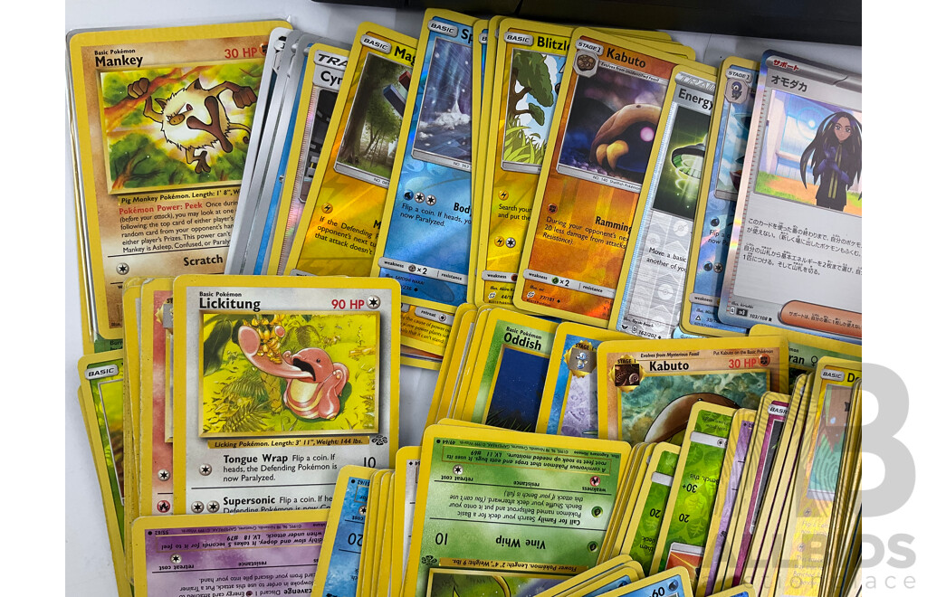 Collection of Pokemon Cards Including Holographic, Basic, Stage One, Trainer