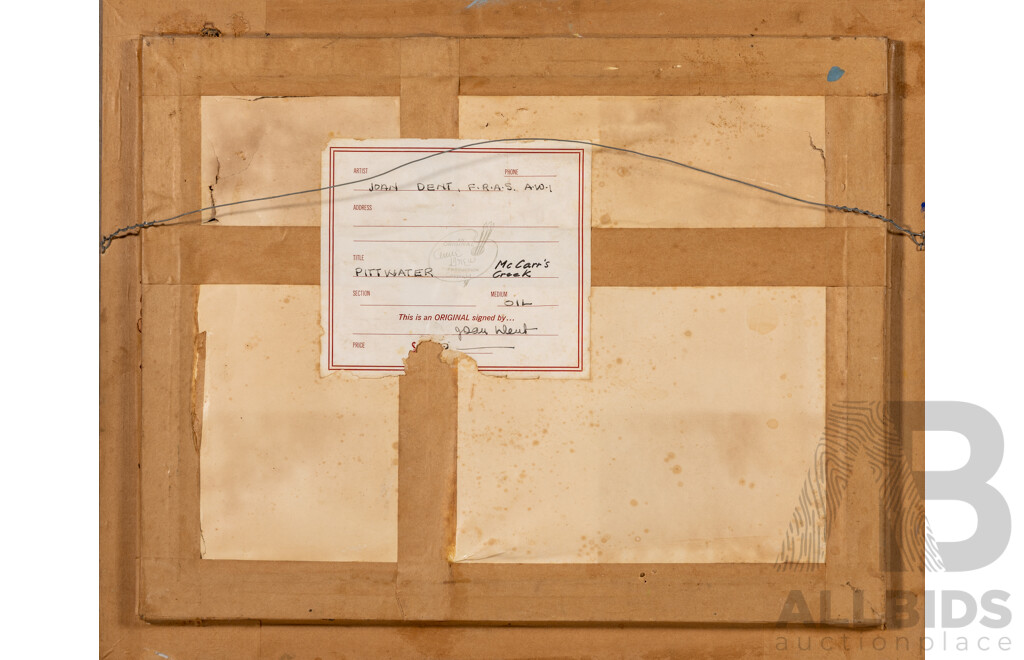 Joan Dent, (20th Century, Australian, 1916-2002), Pittwater McCarr's Creek, Wonderful Vintage Oil on Board, 42 x 52 cm (frame)