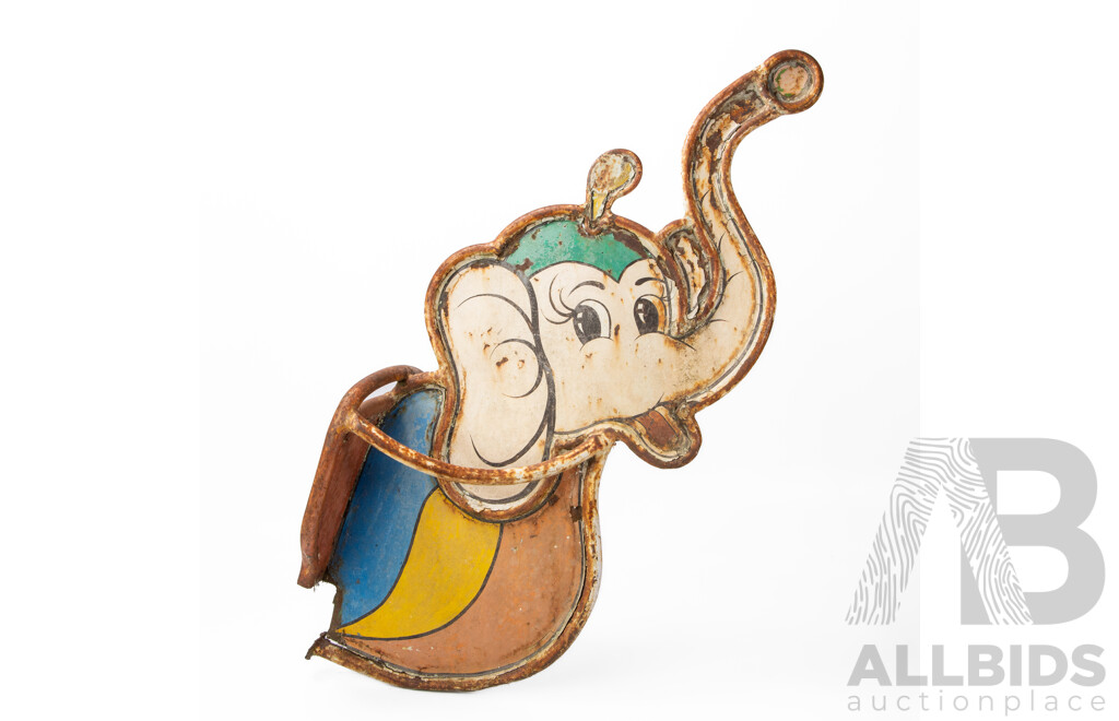 Vintage Steel Carnival Ride Elephant Head