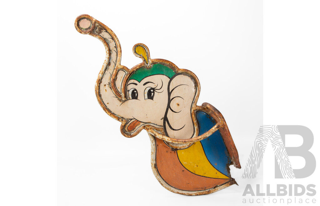 Vintage Steel Carnival Ride Elephant Head