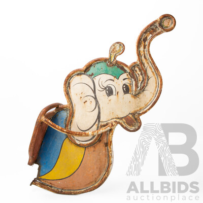Vintage Steel Carnival Ride Elephant Head