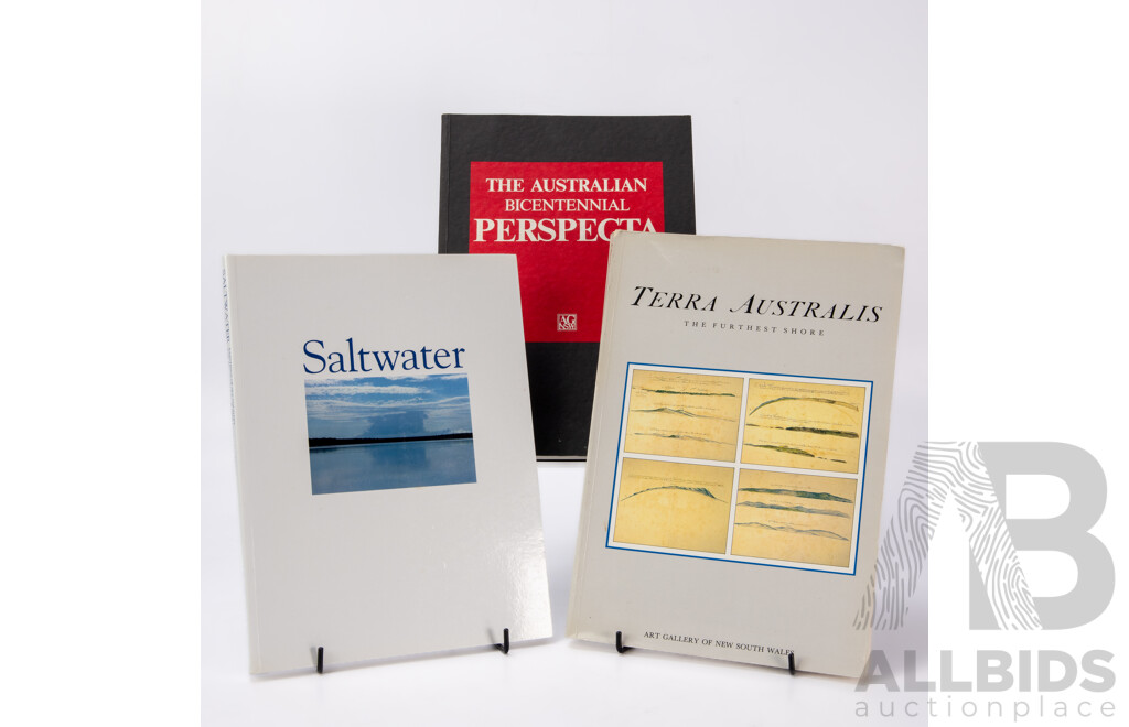 Collection of Three Australian Art Themed Soft Cover Books - Saltwater; The Australian Bicentennial Perspecta & Terra Australis (3)