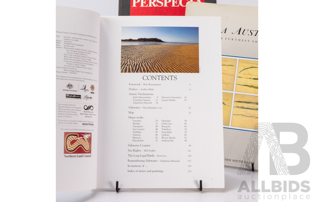 Collection of Three Australian Art Themed Soft Cover Books - Saltwater; The Australian Bicentennial Perspecta & Terra Australis (3)