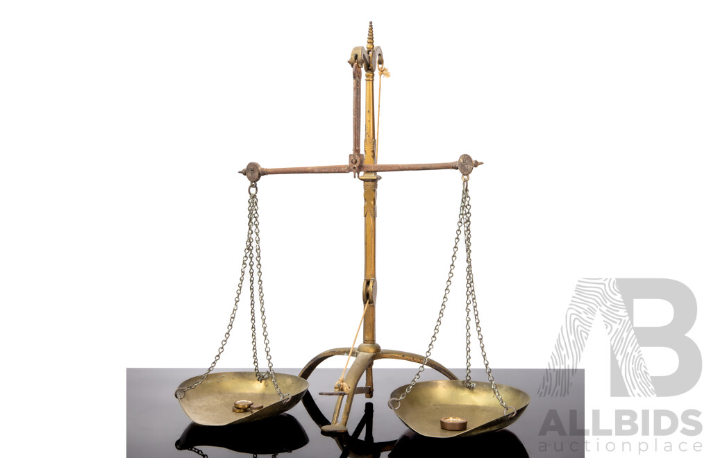 Set of Vintage Brass Counter Weight Scales