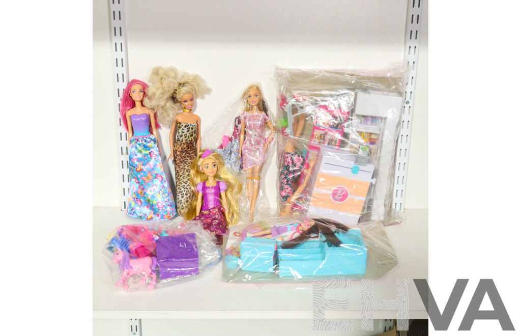 Collection of Dolls and Accessories Including Barbie and Disney Princess