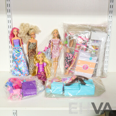 Collection of Dolls and Accessories Including Barbie and Disney Princess