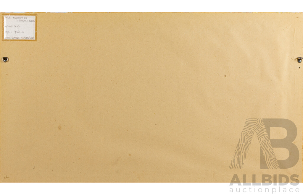 Linda Simpson, (20th Century, Australian), Fisherman on Gunnamatta Beach, Original Pastel, 48 x 85 cm (frame)