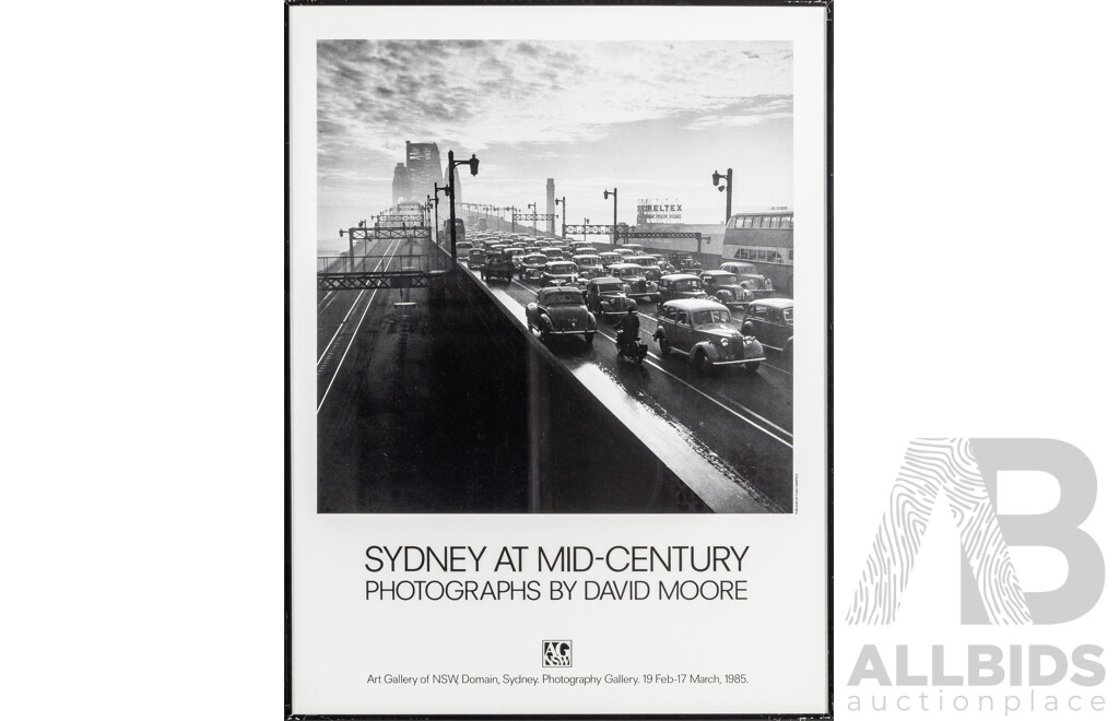 David Moore, (20th Century, Australian, 1927-2003), Sydney Harbour Bridge c1947, Poster Print After Original Photograph, 67 x 51 cm (frame)