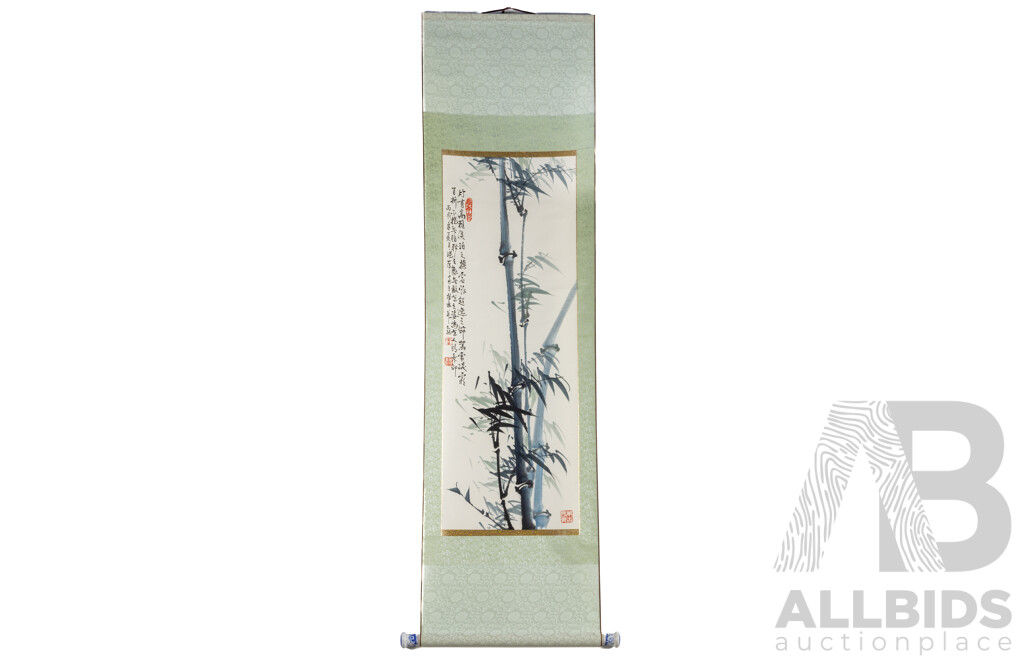 Artist Unknown (20th Century, Asian School), Peace Bamboo, (c2006), Original Ink & Wash on Rice Paper, 155 X 43 Cm (scroll)