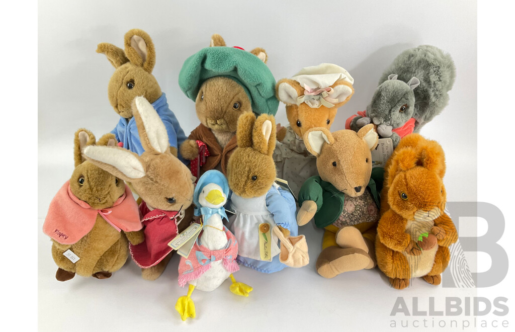 Collection of Beatrix Potter/Peter Rabbit Plush Toys, Most with Original Tags
