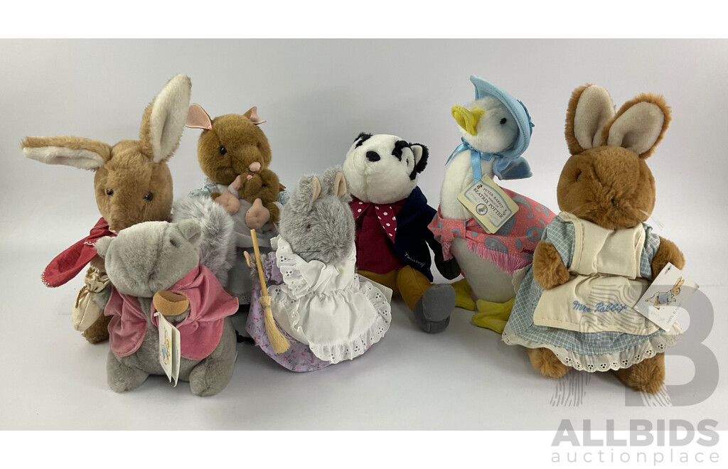 Collection of Beatrix Potter/Peter Rabbit Plush Toys, Most with Original Tags