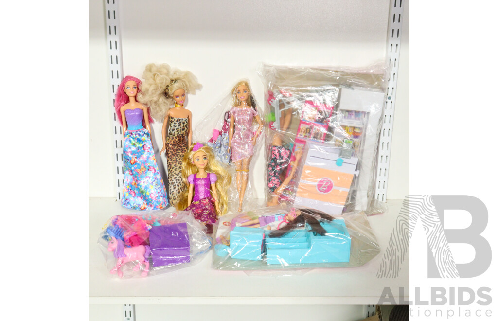 Collection of Dolls and Accessories Including Barbie and Disney Princess