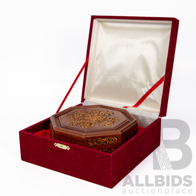 Vintage Korean Octagonal Lined Jewellery Box in Presentation Case