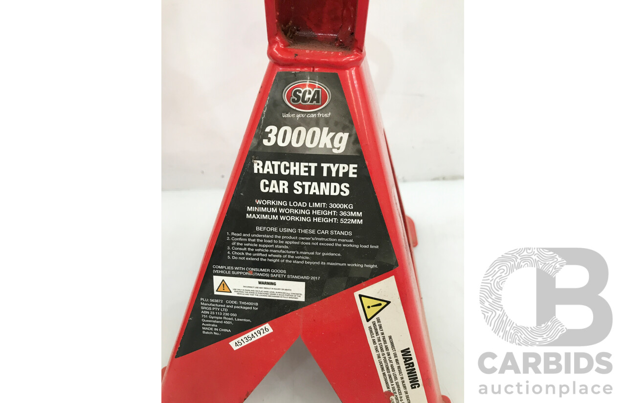 SCA 3000kg Rachet Car Stands - Lot of 2
