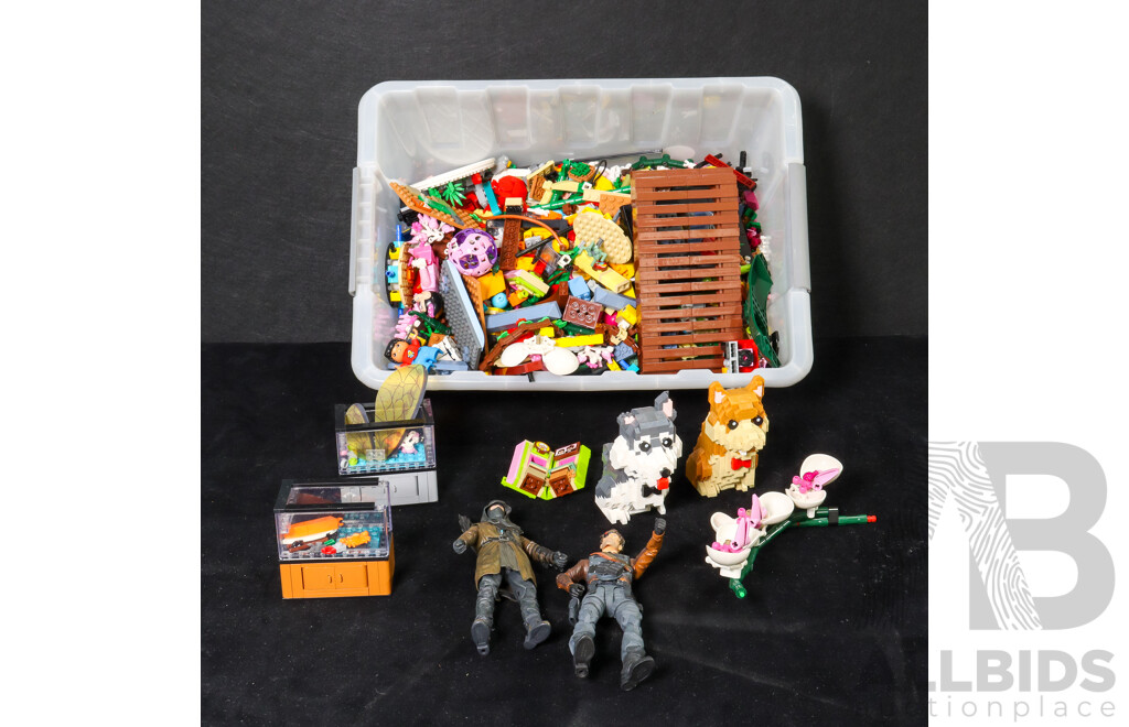 Box of Lego Including Dog Models and More