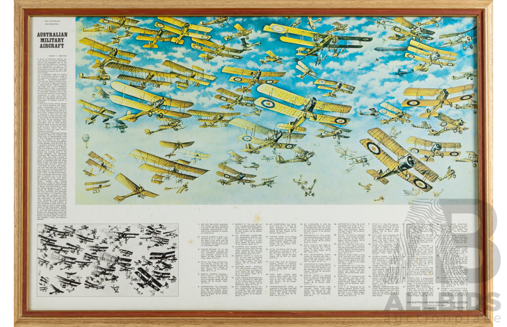 Australian Military Aircraft, Wonderful Vintage Colour Print, 55 x 81 cm (frame)