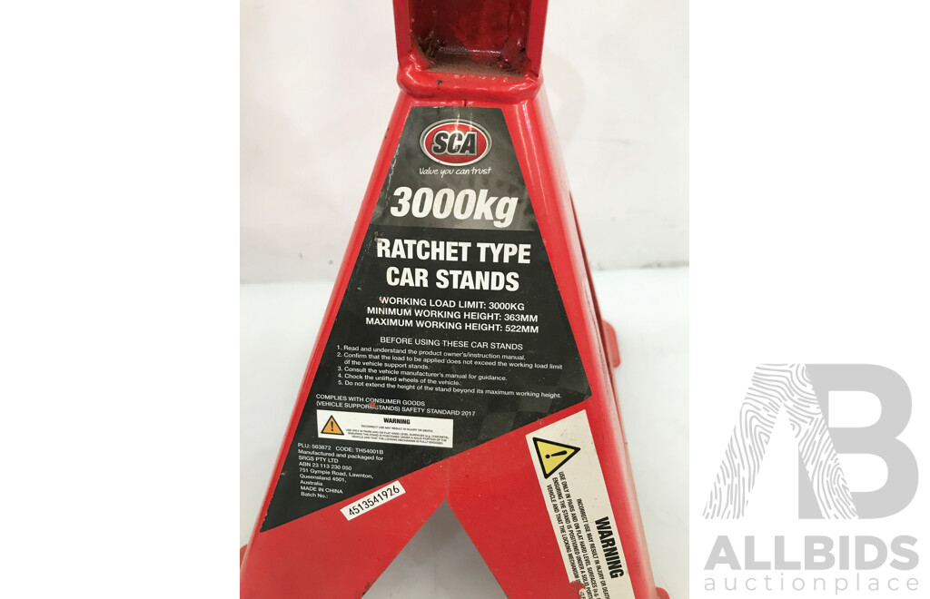 SCA 3000kg Rachet Car Stands - Lot of 2