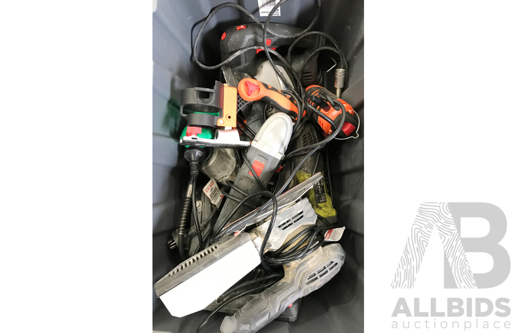 Bulk Lot of Assorted Tools Including Corded Power Tools and Other Equipment