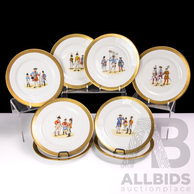 Set Eight Vintage Suisse Langenthal Porcelain Side Plates in the Bibliotheque National Collection Pochon