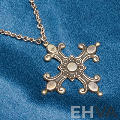 800 Silver Baroque Cross Necklace - 44.06gms