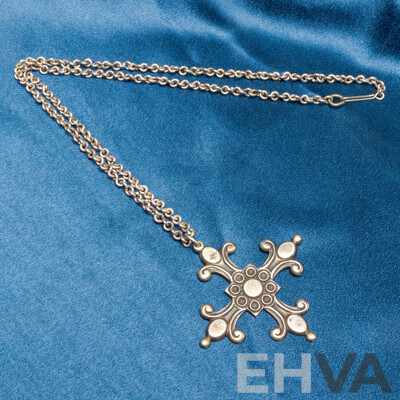 800 Silver Baroque Cross Necklace - 44.06gms