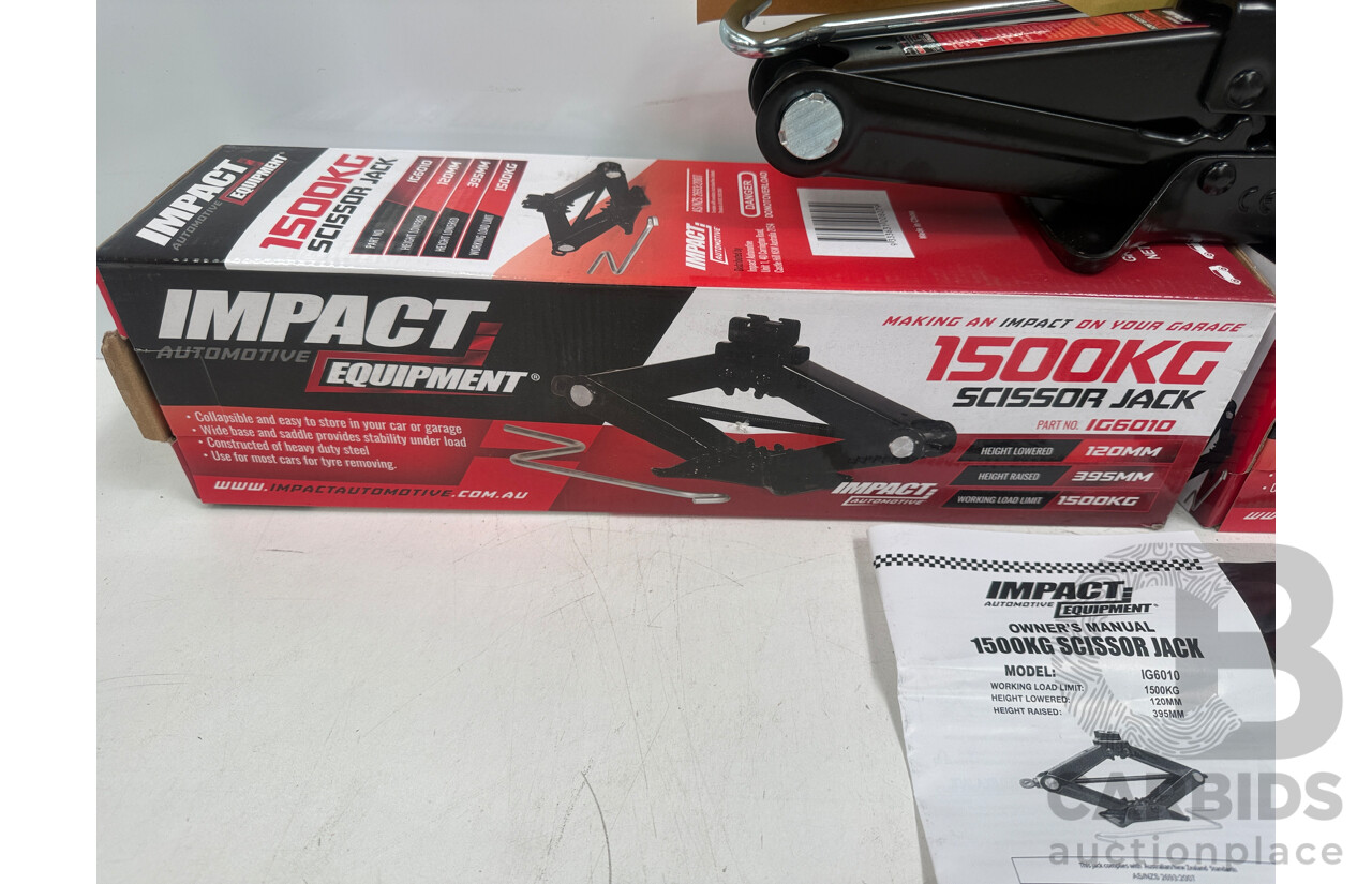 2x Impact Automotive Equipment 1500Kg Scissor Jack