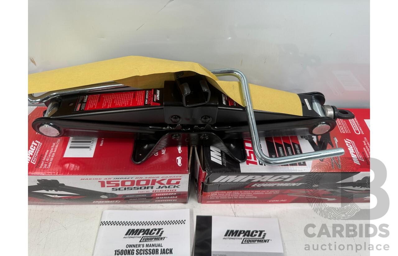 2x Impact Automotive Equipment 1500Kg Scissor Jack