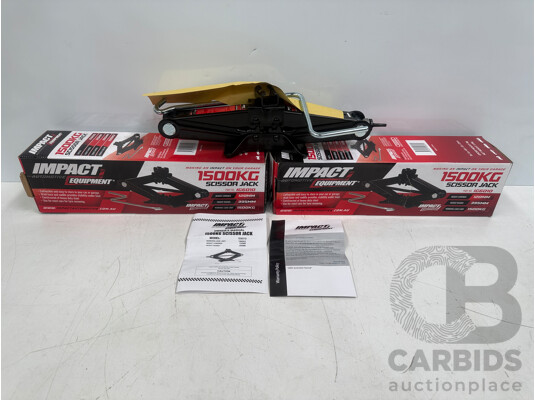 2x Impact Automotive Equipment 1500Kg Scissor Jack