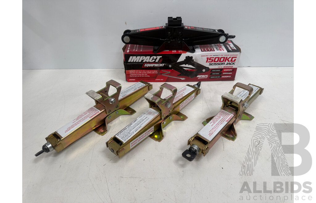 X Black Impact Automotive Equipment 1500Kg Scissor Jack + 3x 1500Kg Scissor Jack Unboxed