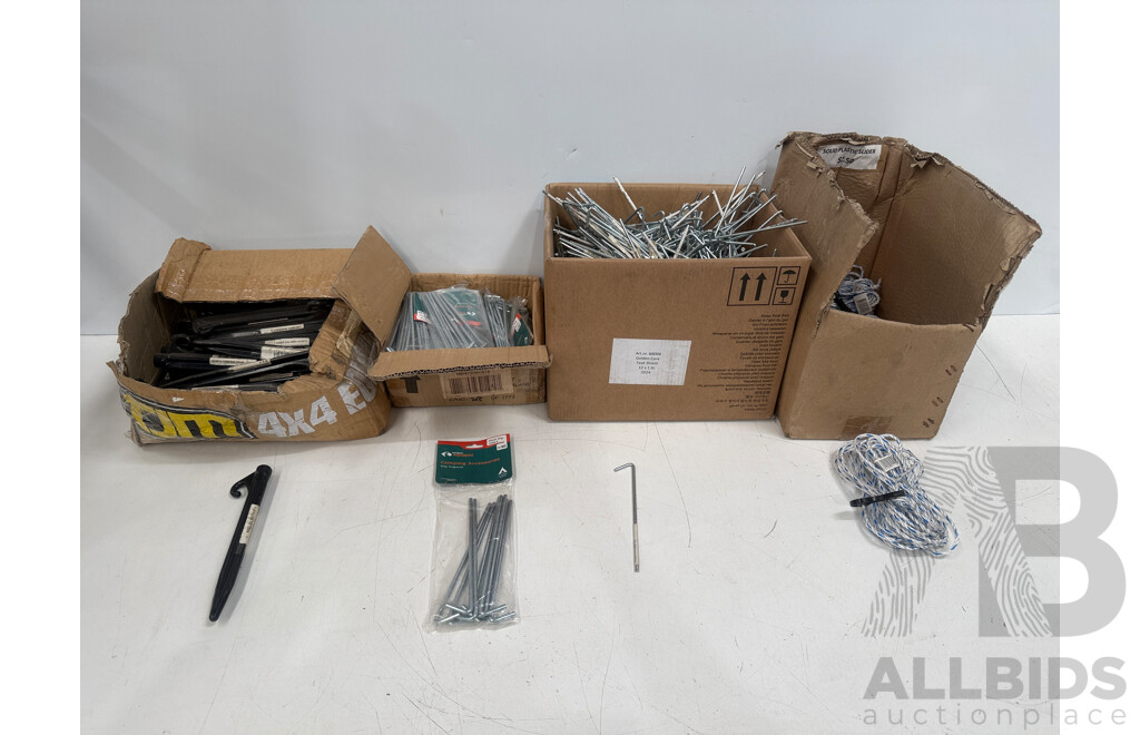 Outdoor Camping Equipment - Various Tent Pegs & Ropes