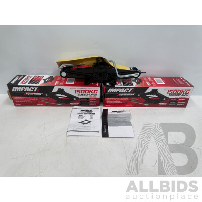 2x Impact Automotive Equipment 1500Kg Scissor Jack