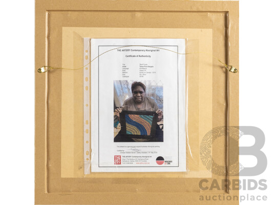 Tanya Price Nangala (20th Century, Indigenous-Australian, 1972-), Bush Foods (2019), Original Acrylic on Canvas, 46H x 46W cm (frame)