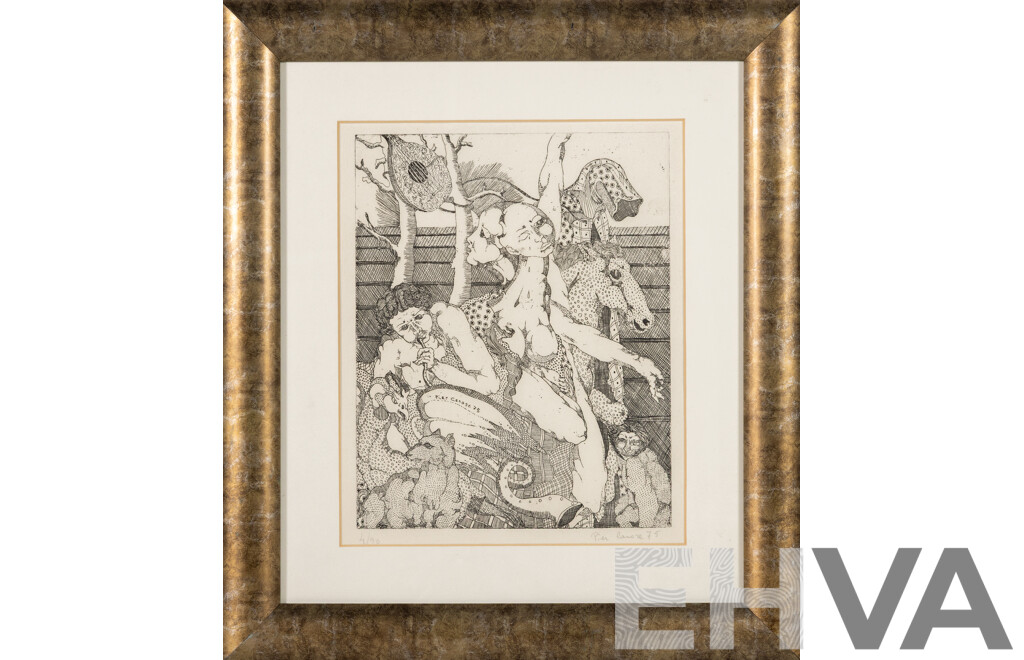 Pier Canosa, (20th Century, Italian, 1940-), Abstract Menagerie, Wonderful Editioned & Signed Etching, 42 x 37 cm (frame)