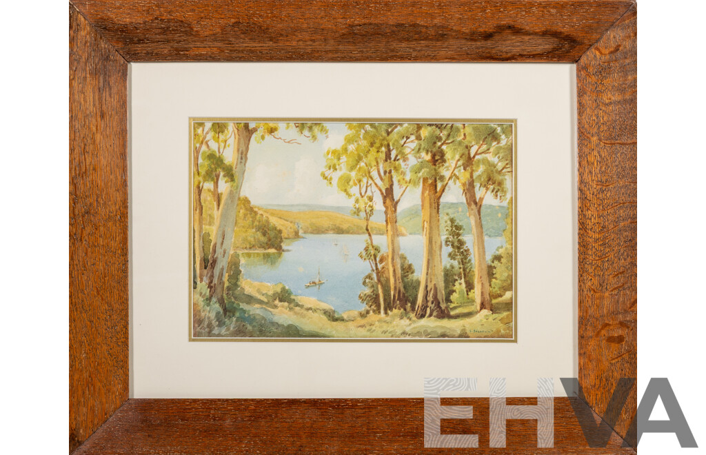 Gerald George Reginald Ansell (19/20th Centuries, British-Australian, 1880-1972), Boats on the Water, Wonderful Original Antique Watercolour, 50 x 62 cm (frame)