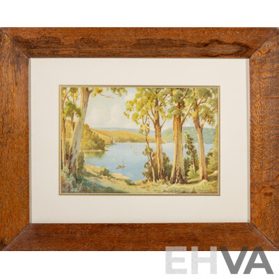 Gerald George Reginald Ansell (19/20th Centuries, British-Australian, 1880-1972), Boats on the Water, Wonderful Original Antique Watercolour, 50 x 62 cm (frame)