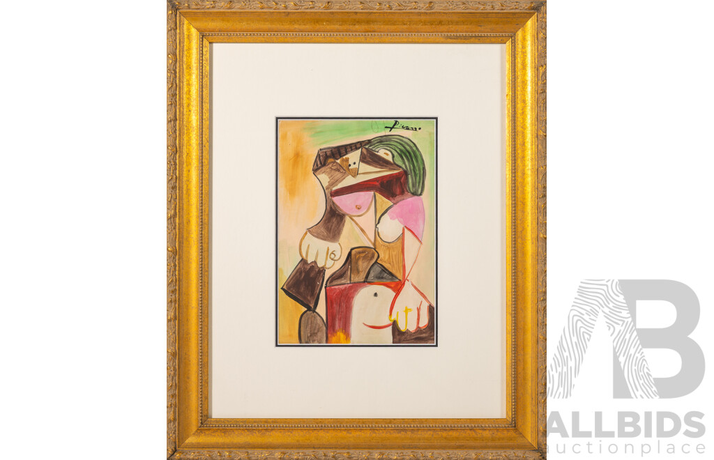 After Pablo Picasso, (19th/20th Century, Spanish-French, 1881-1973), Les Dames De Mougins, Mixed Media on Paper, 59.5 x 49 cm (frame)