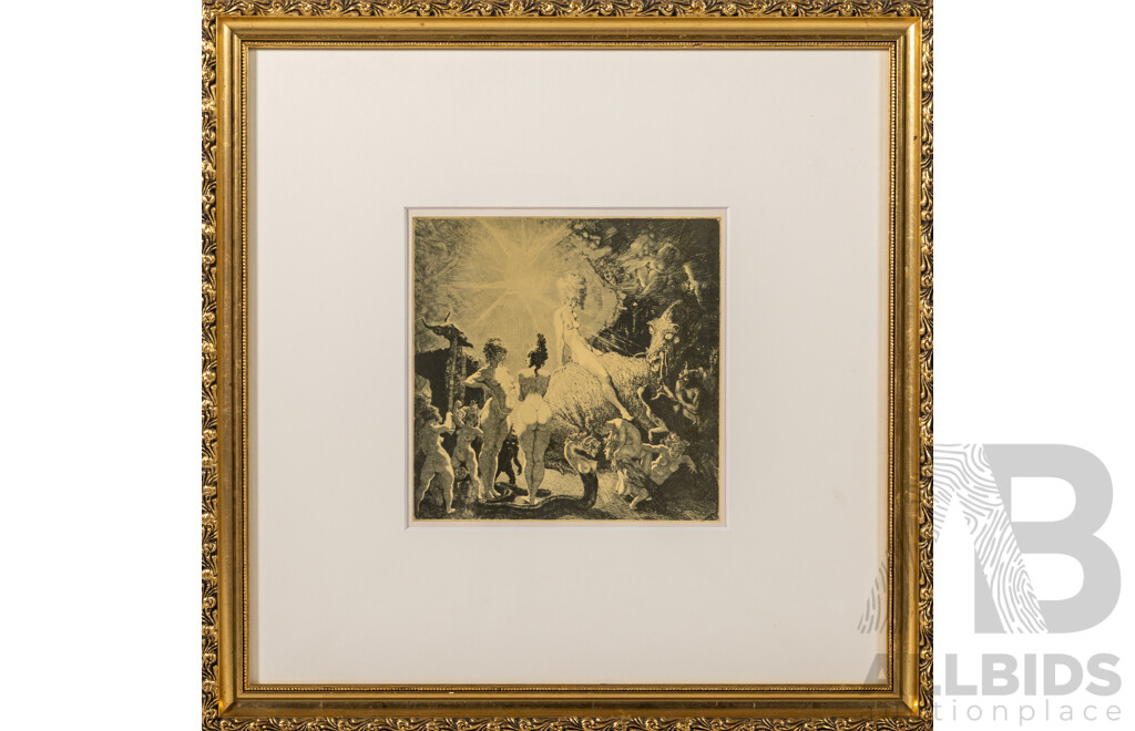 Norman Lindsay (20th Century, Australian, 1879-1969), To The Festival (1923), Book Plate Print of Original, 40 x 40 cm (frame)