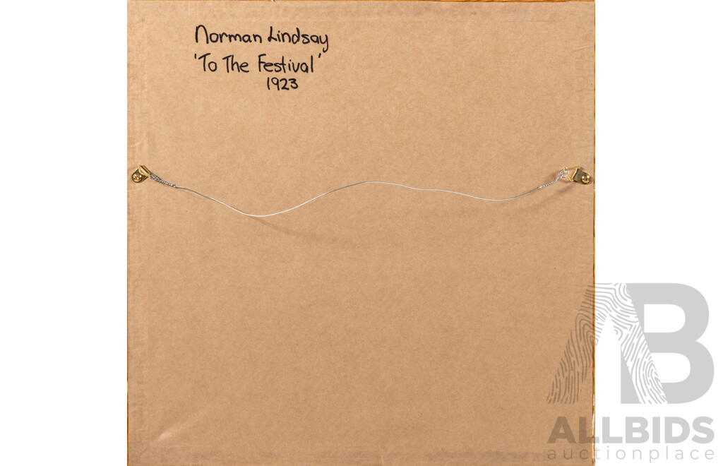 Norman Lindsay (20th Century, Australian, 1879-1969), To The Festival (1923), Book Plate Print of Original, 40 x 40 cm (frame)