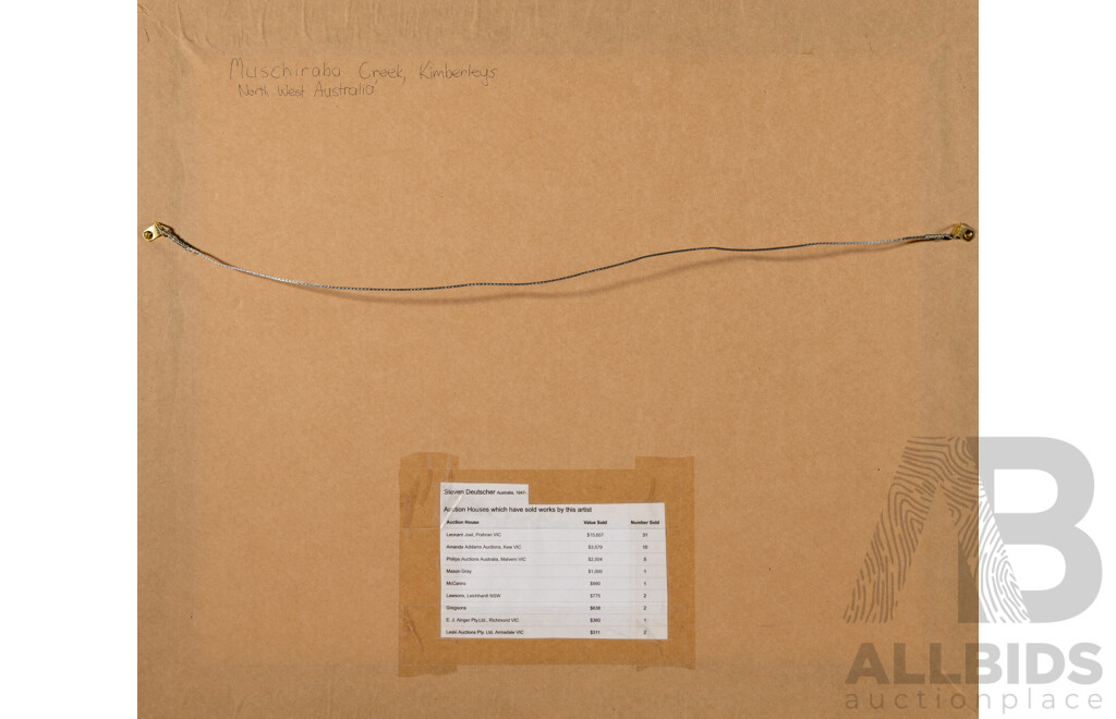 (Possibly) Steven Deutscher, (20th Century, German-Born Australian, 1947-), Indigenous Children Playing by Water, Original Oil on Canvas. 60 x 70 cm (frame)