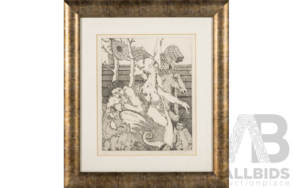 Pier Canosa, (20th Century, Italian, 1940-), Abstract Menagerie, Wonderful Editioned & Signed Etching, 42 x 37 cm (frame)